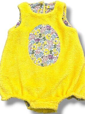 Baby Mini Boden Easter Egg Chick Ducky Romper with Floral Print Size 6-9M